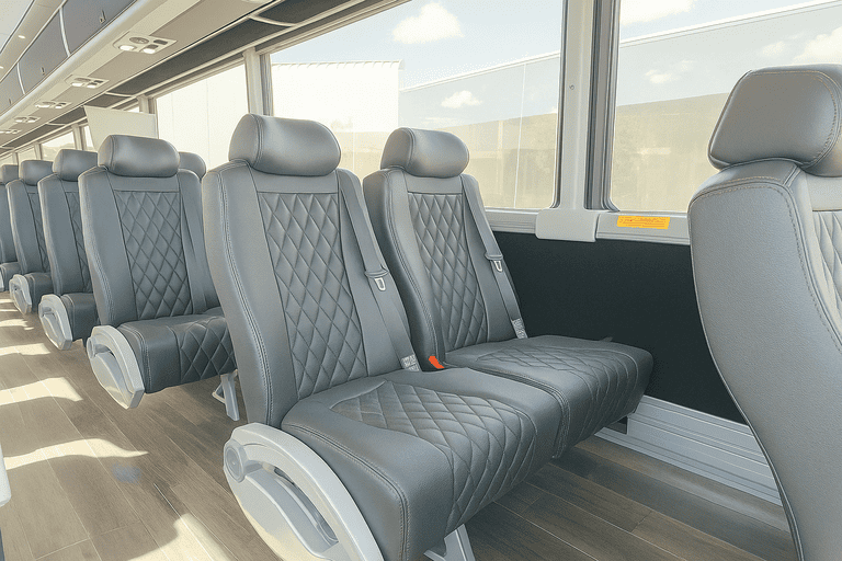 interior of Norwalk Coach Bus Service charter bus