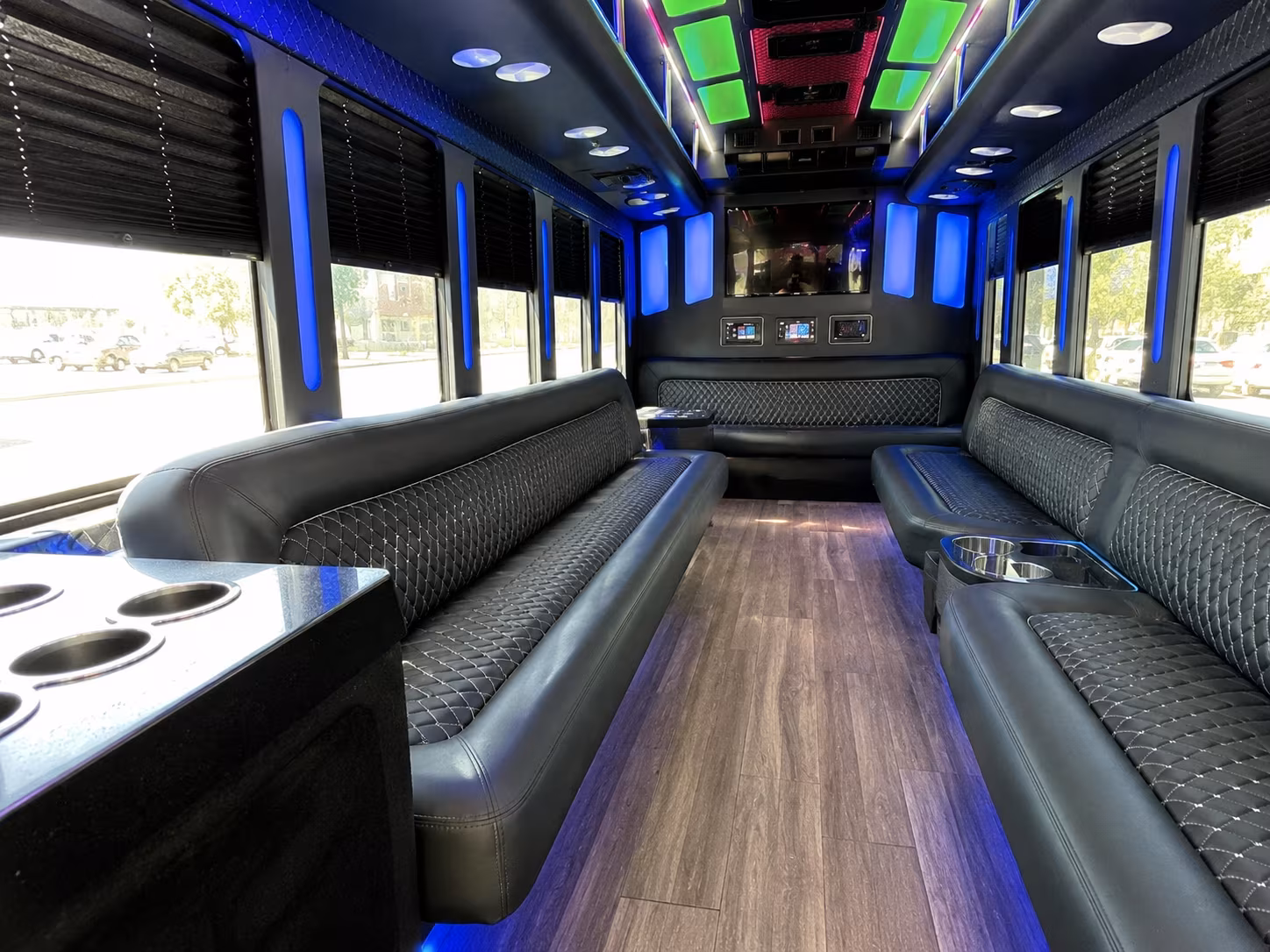 norwalk 15 passenger party bus inside