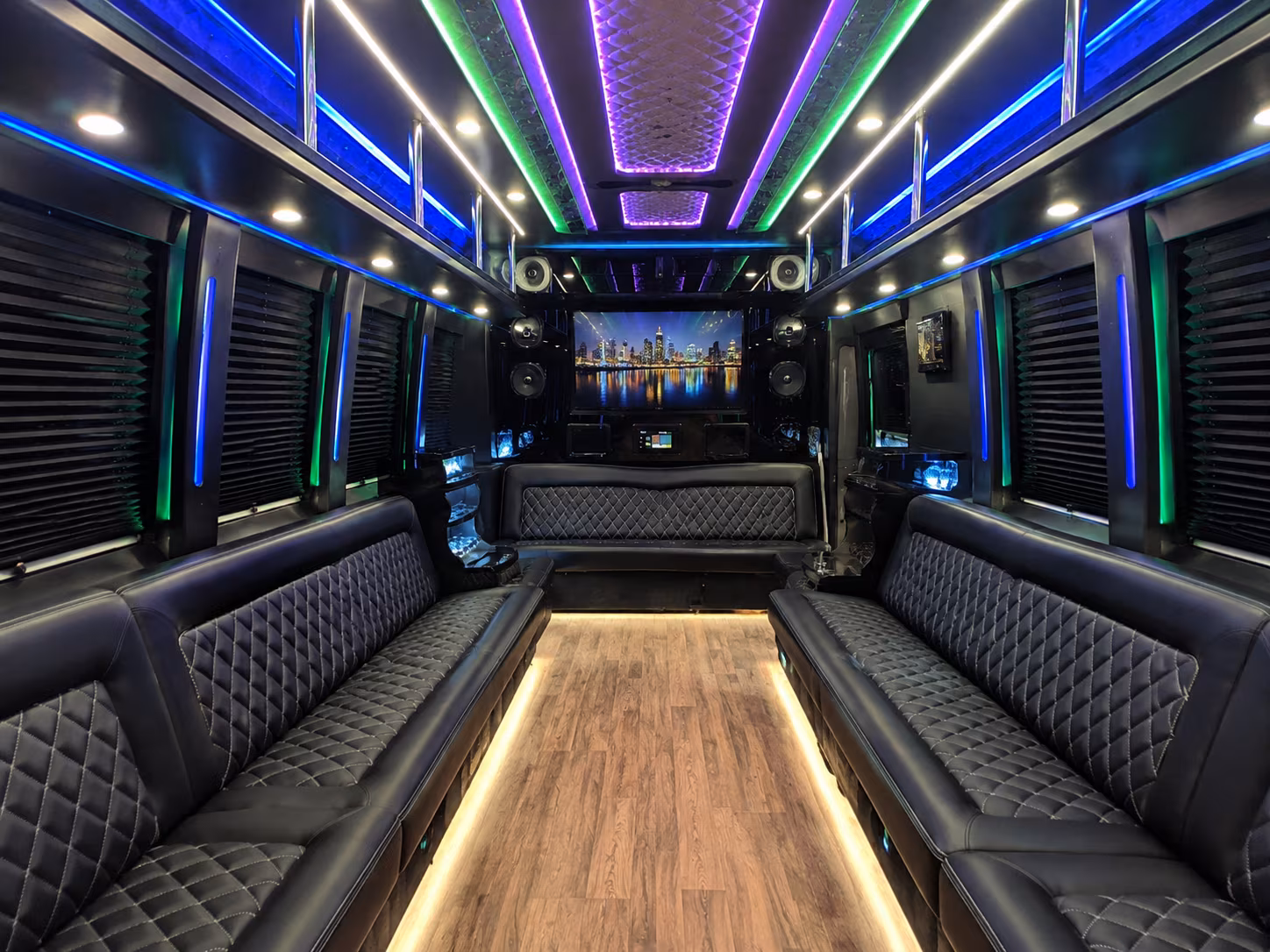 norwalk 25 passenger party bus interior